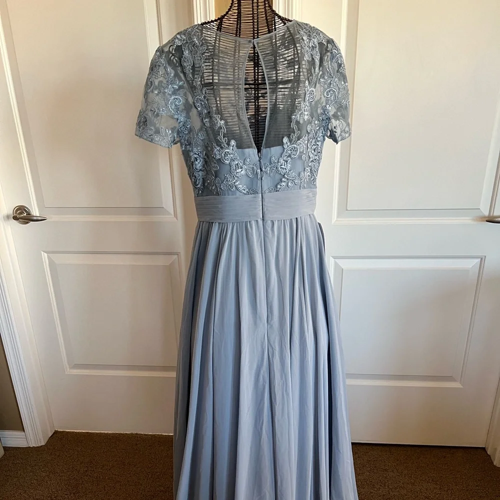 Azazie Dusty Blue size 8, bought new with tags, only worn once, like new. - Picture 3 of 6